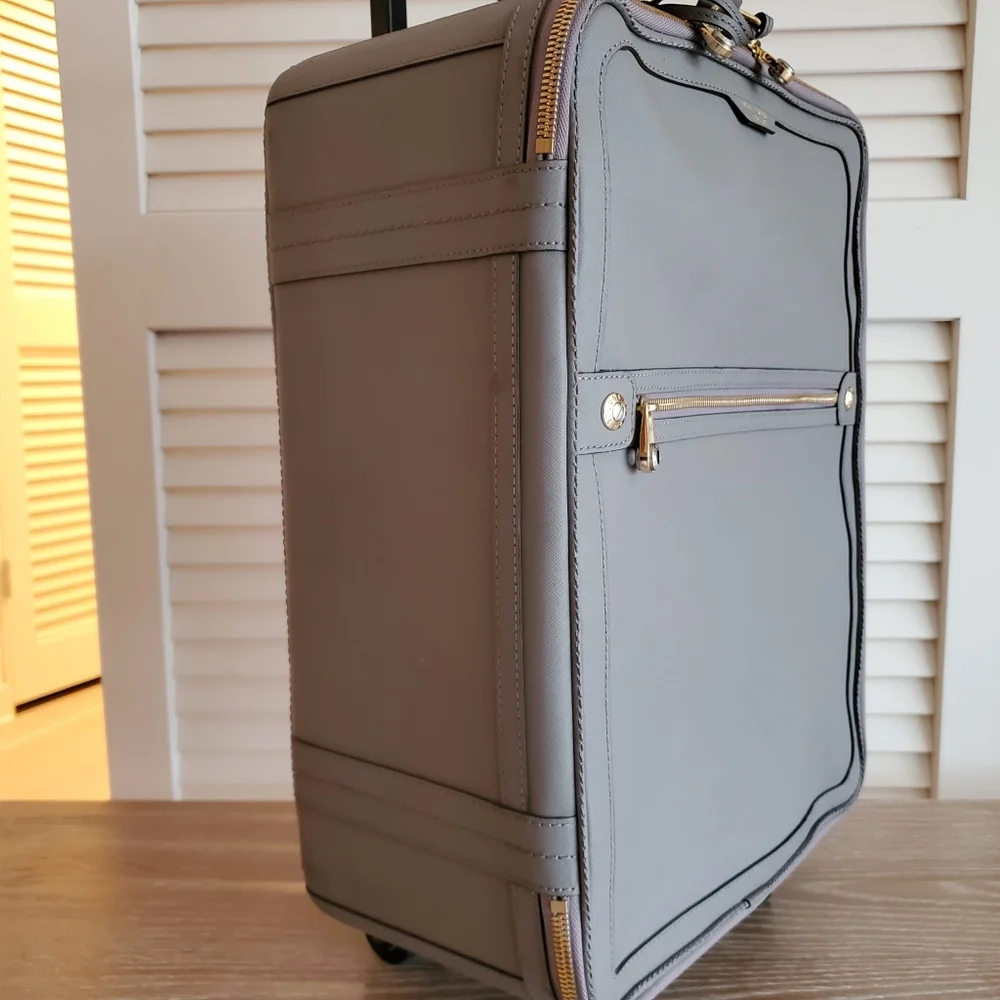 henri bendel Gray Leather Carry-On Cabin Suitcase
